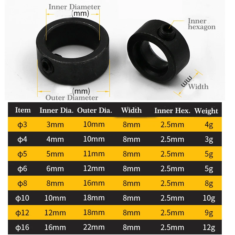 

Woodworking Drill Locator Drill Bit Depth Stop Collars Ring Positioner Drill Locator Wood Drill Bit 8pcs x 3mm-16mm set