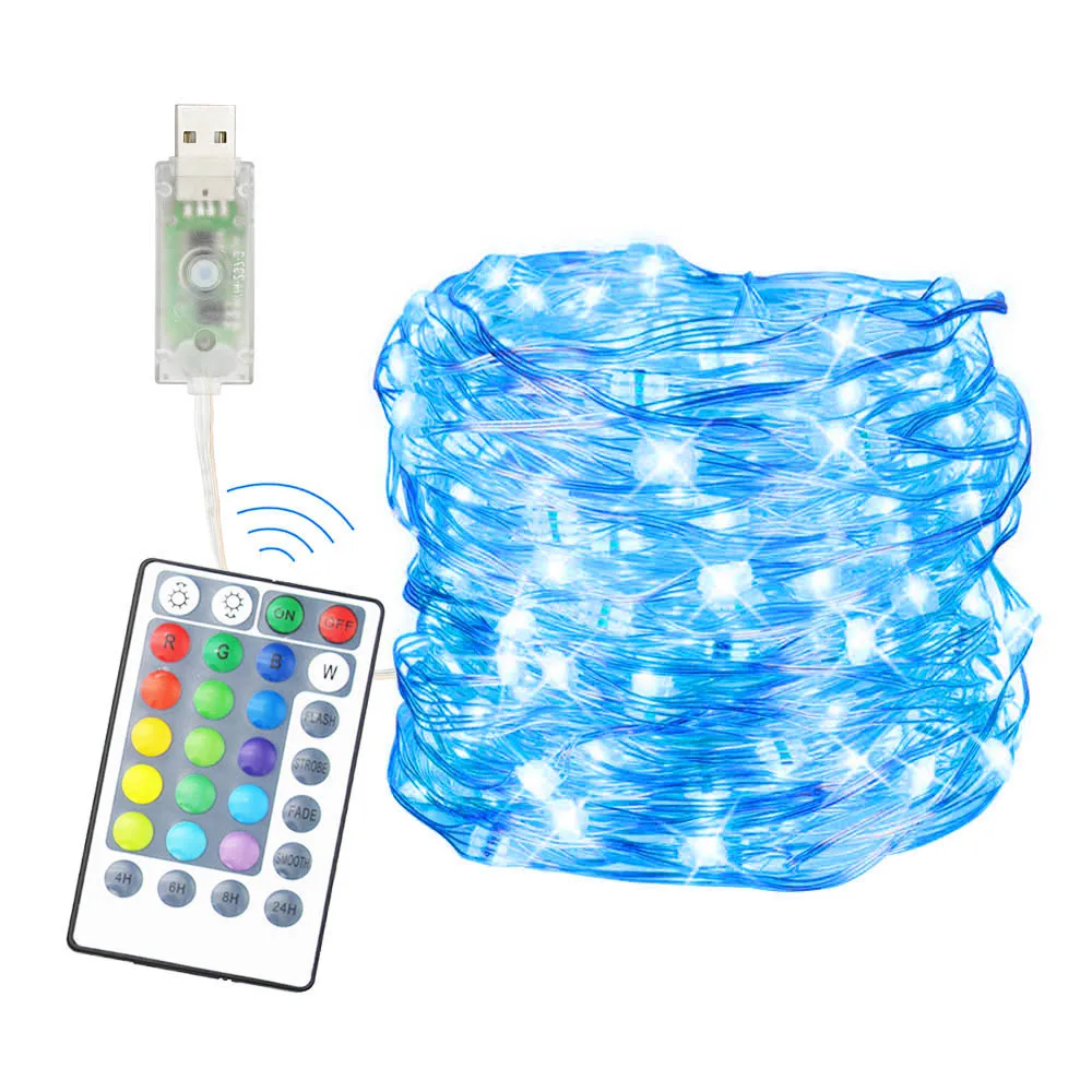 

USB Garland Fairy String Lights Remote Control 16 Colors Changing Waterproof Twinkle Lights 4 Modes Christmas Holiday Decoration