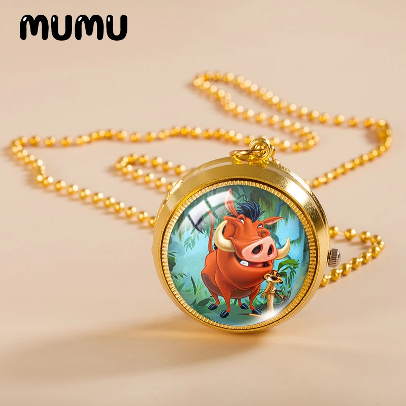 2021 новые карманные часы Король Лев ожерелье Simba и Nala золотой цвет винтажные