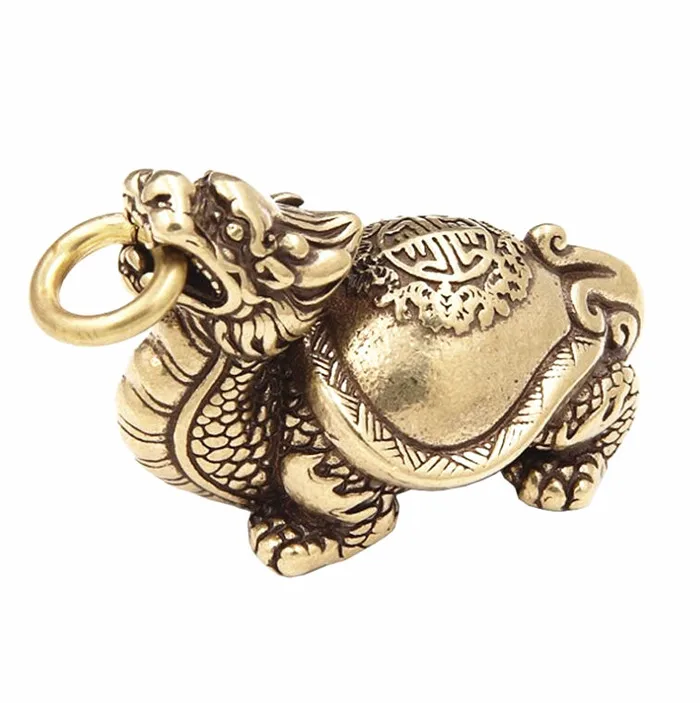 Fengshui китайская винтажная Коллекционная Подвеска из чистой латуни Бог дракон