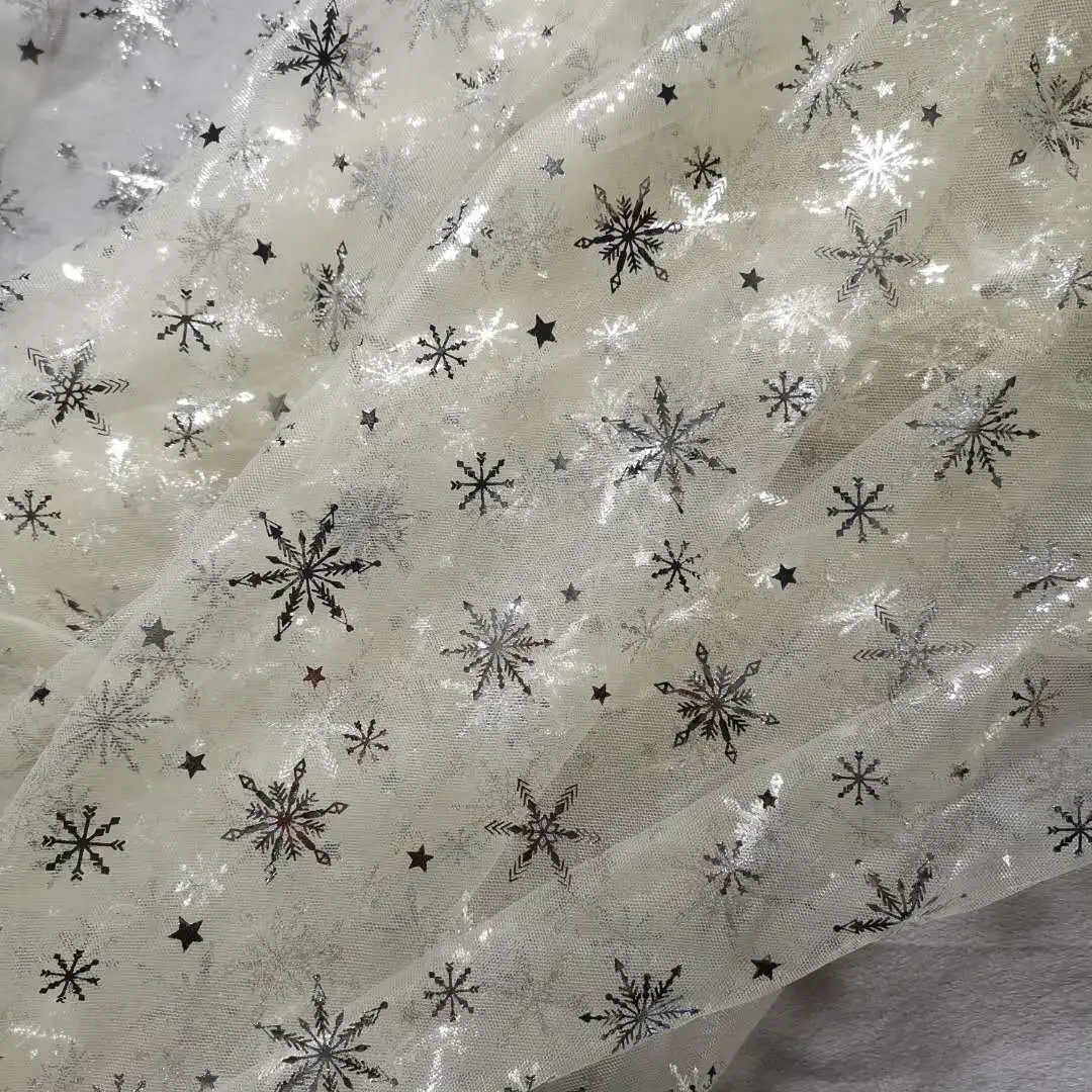 Ivory silver snow 5 ярдов/партия) 150 см, Звездный тюль, блестящие конфетти, тюль, сетчатая ткань, юбка-пачка, помпон, мягкий сквин, тюль, сделай сам, украшение для свадьбы, дня рождения - Цвет: Ivory silver snow