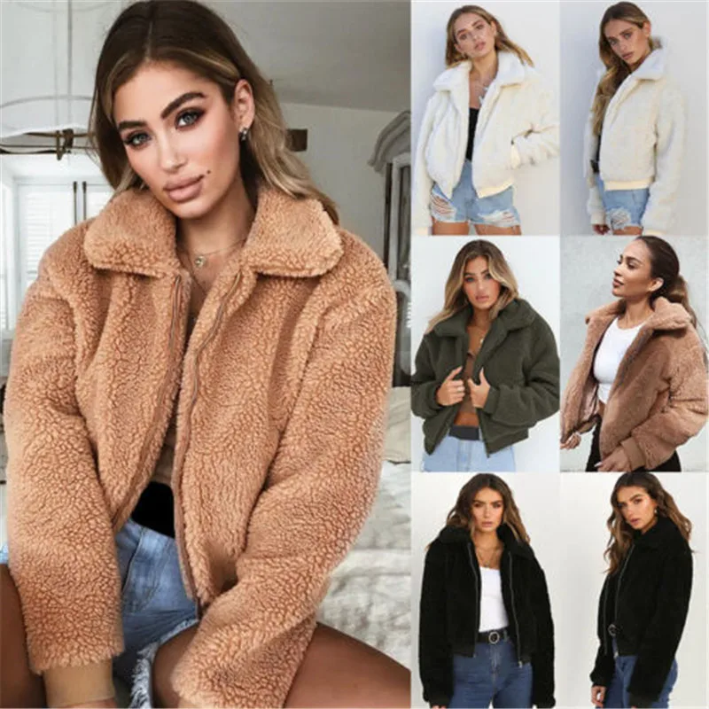 Женская куртка Осень Зима Женское пальто модное мягкое с отложным воротником