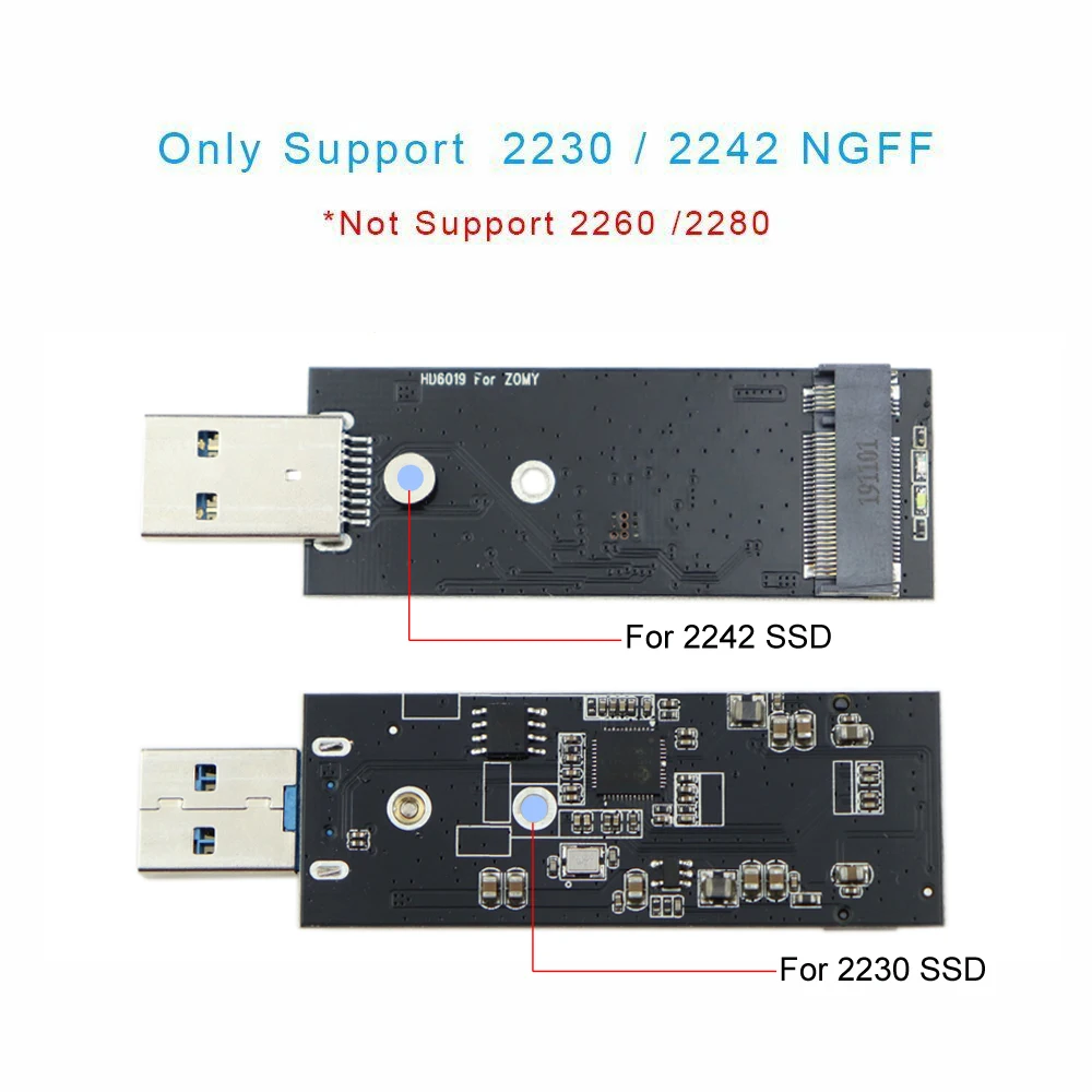Супер скорость 5 Гбит/с USB 3,0 до M.2 2230 2242 SSD корпус NGFF SATA-bus B Ключ внешний SSD адаптер Чехол Поддержка UASP