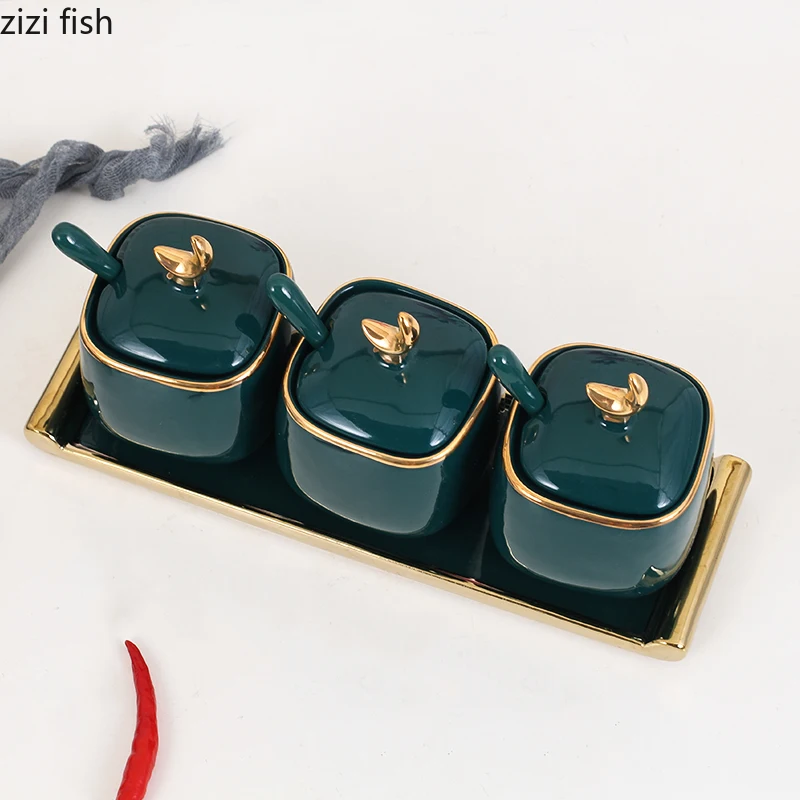 Керамика набор горшочков для приправ Комбинации Кухня емкости хранения специй