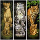 Набор для алмазной живописи 5D Huacan, алмазная вышивка Лев, тигр, мозаика с животными, леопард, украшение для дома