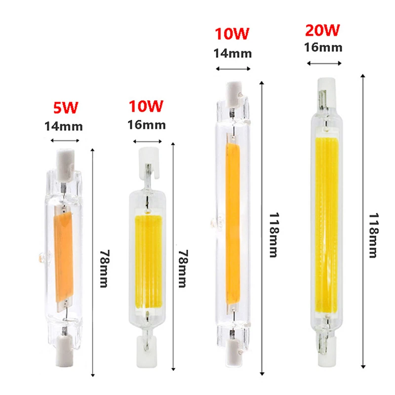 

Светодиодный лампы R7S 78/118 мм Диммируемый COB лампа светильник Стекло трубка возможность замены галлогеновой лампой