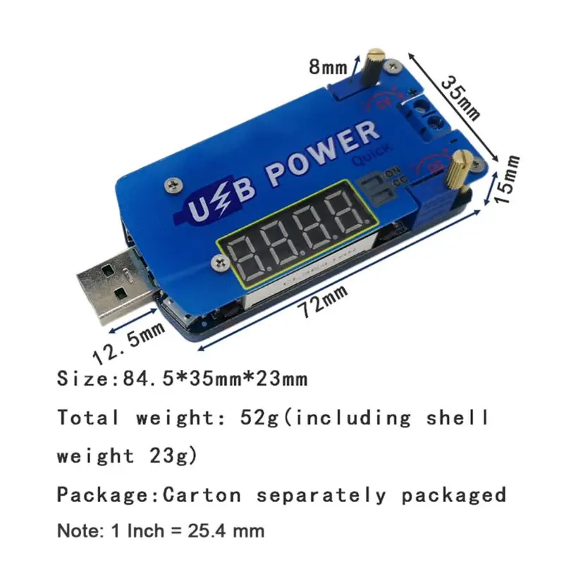 С spoof 15W USB Регулируемый понижающий источник питания 1-30V Быстрая зарядка обманка