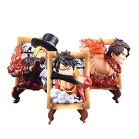 12cm one piece anime 3d painting model toys luffy ace sabo pvc action figure collection dolls toys