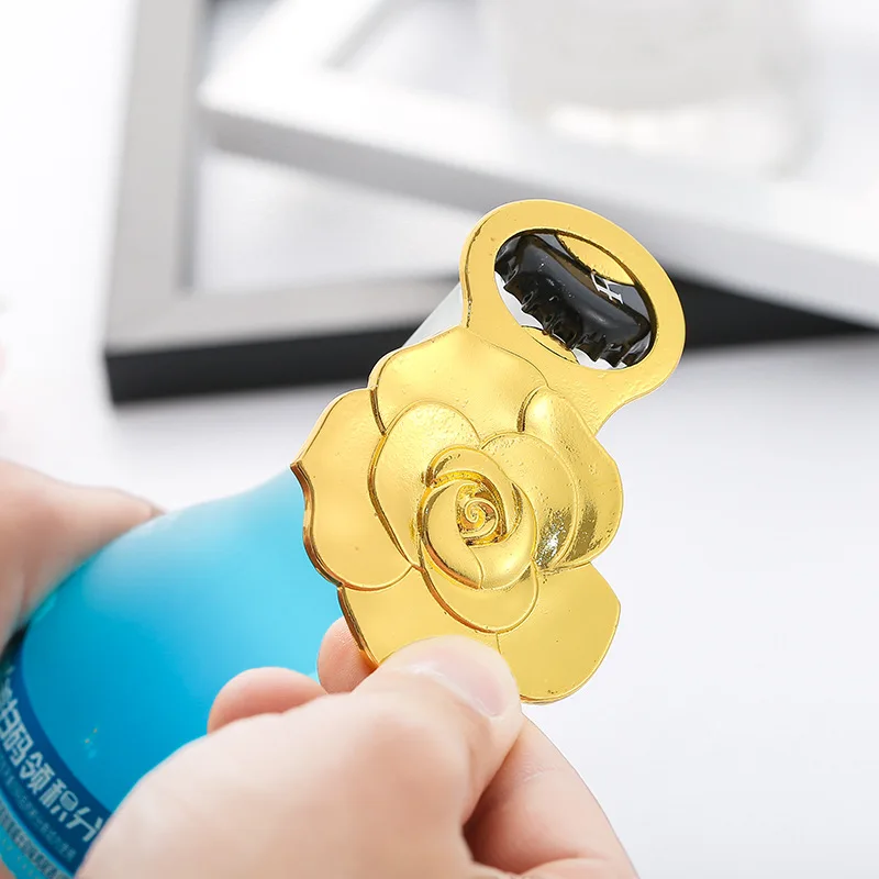 

Gold Rose Design Beer Opener Metal Alloy Bottle Openers Wedding Gifts for Guests Party Presents for Friends Kitchen Accessories