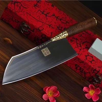 longquan knife fixed blade 9 inch handmade forged nakiri knife 5cr15mov steel slicing cleaver kitchen knives copper decor handle