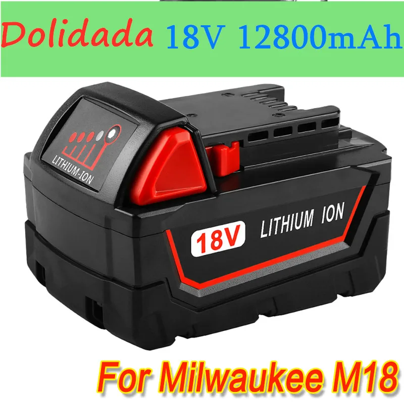 

Original 18V 12800mAh Li-ion Tool Battery for Milwaukee M18 48-11-1815 48-11-1850 2646-20 2642-21CT Repalcement M18 Battery
