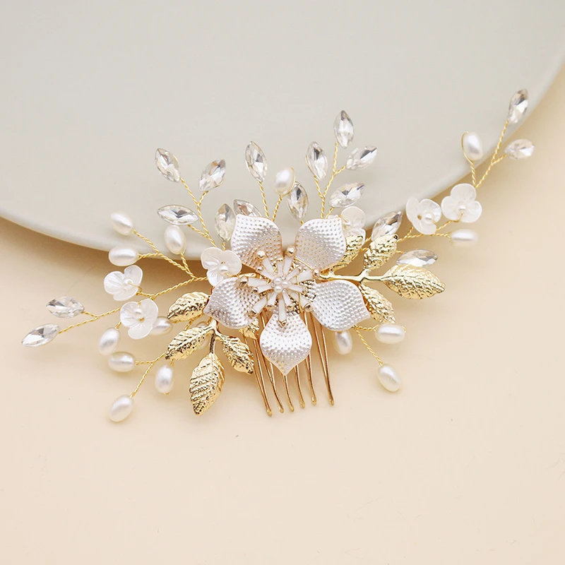 Женская заколка для волос с кристаллами жемчужинами и цветами | Украшения