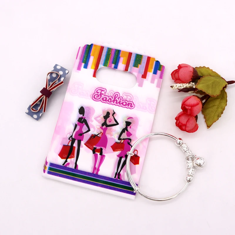 

50 шт./лот, модные пластиковые пакеты для ювелирных изделий с принтом для девочек, 9x15 см, подарочные пакеты для хранения конфет и мыла, оптовая...