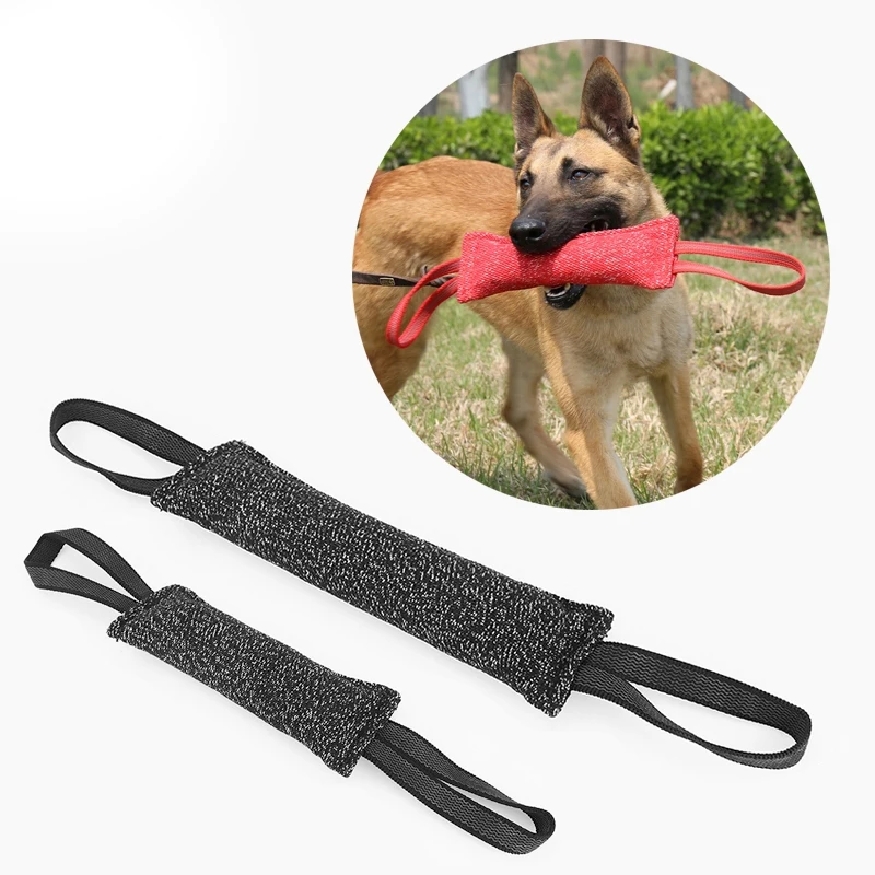 

Black Dog Training Bite Tug Pillow Sleeve with 2 Rope Handles for Training Malinois German Shepherd Rottweiler Pet Chewing Toy