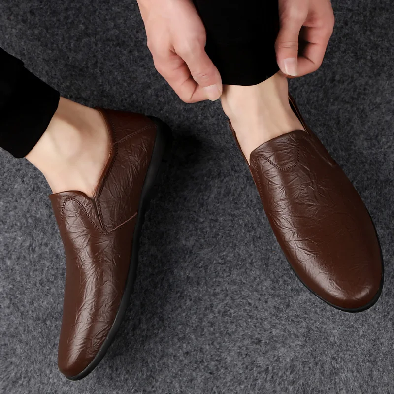 Модная повседневная мужская обувь в стиле ретро лоферы горошек без застежки