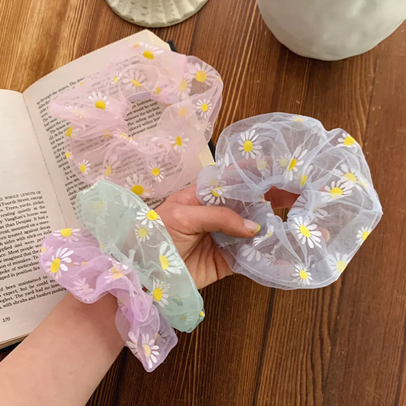 

1PC Floral Hair Ties For Woman Girls Elegant Chiffon Elastic Hairband Girls Scrunchies Ponytail Holders Girls Hair Accessories