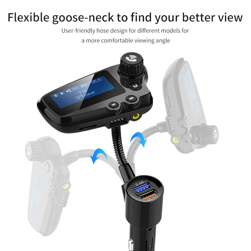 YIBEIK большой экран беспроводной FM передатчик автомобильный Bluetooth громкая связь