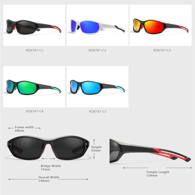 

KDEAM Ultralight TR90 Frame Polarized Sunglasses Men Women Colorful Lenses Sports Driving Goggles UV400 Male Sun Glasses KD8787