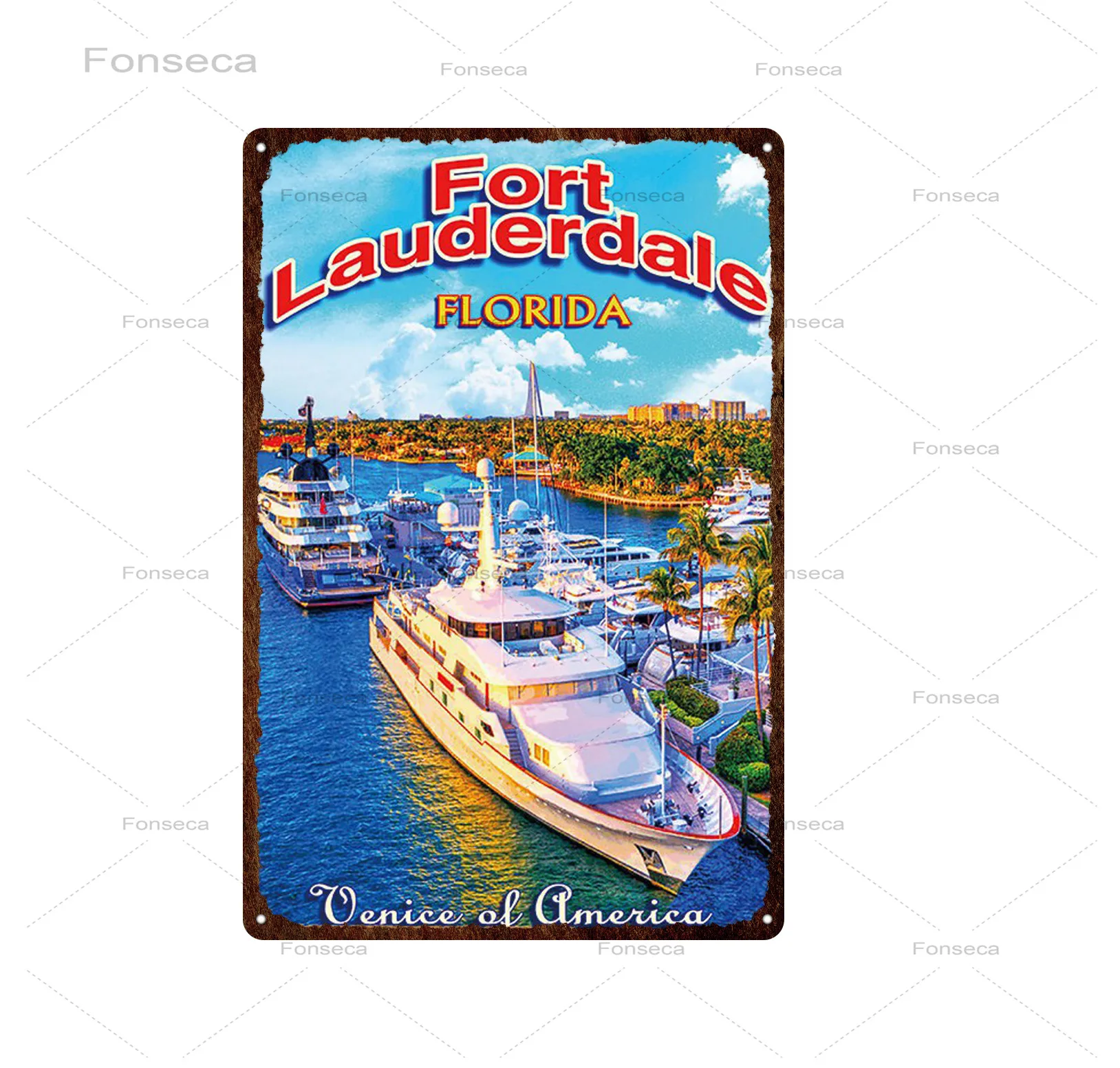 Железный плакат с изображением города Флориды потертый шик металлическая