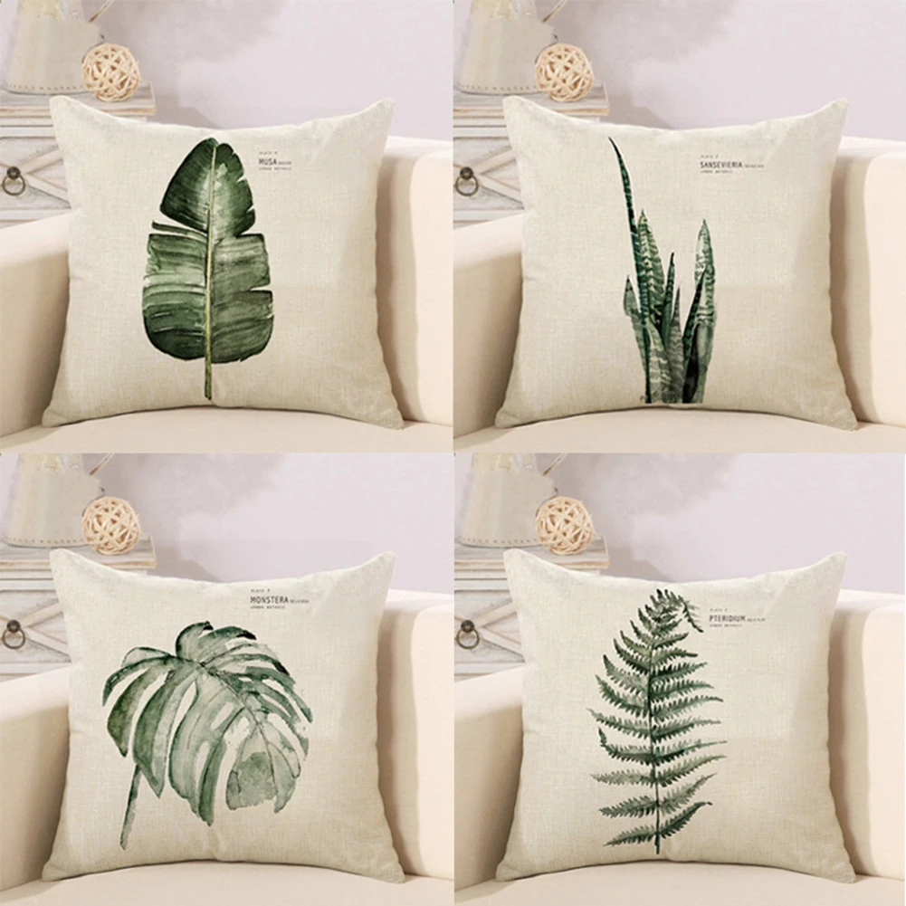 

45 x 45cm Sofa Decorative Cushion Cover Tropical Plant Leaf Pillow Pillowcase Polyester Throw Pillow Home Decor Pillowcover