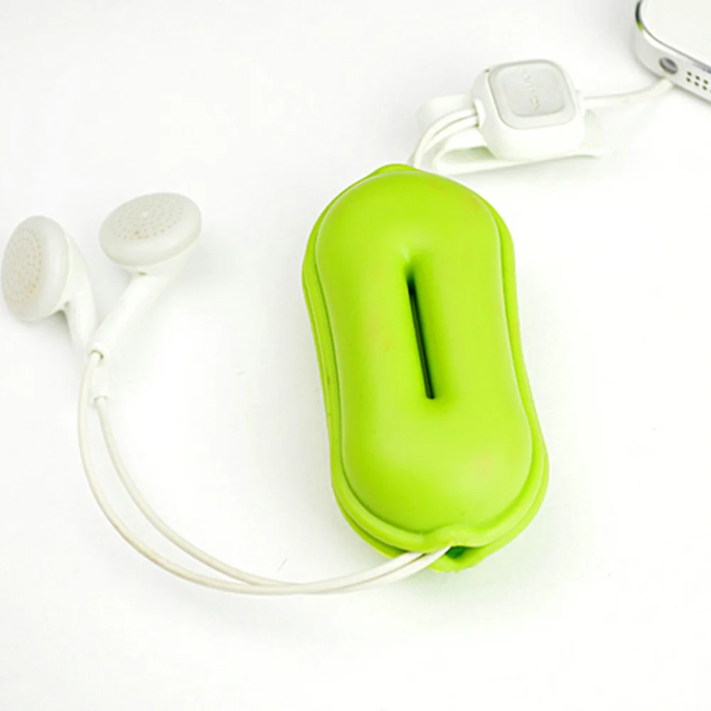 

4pcs Creative Peanut Shape Earphone Organizer Portable Earbuds Cord Winder USB Cable Protective Case (Random Color)