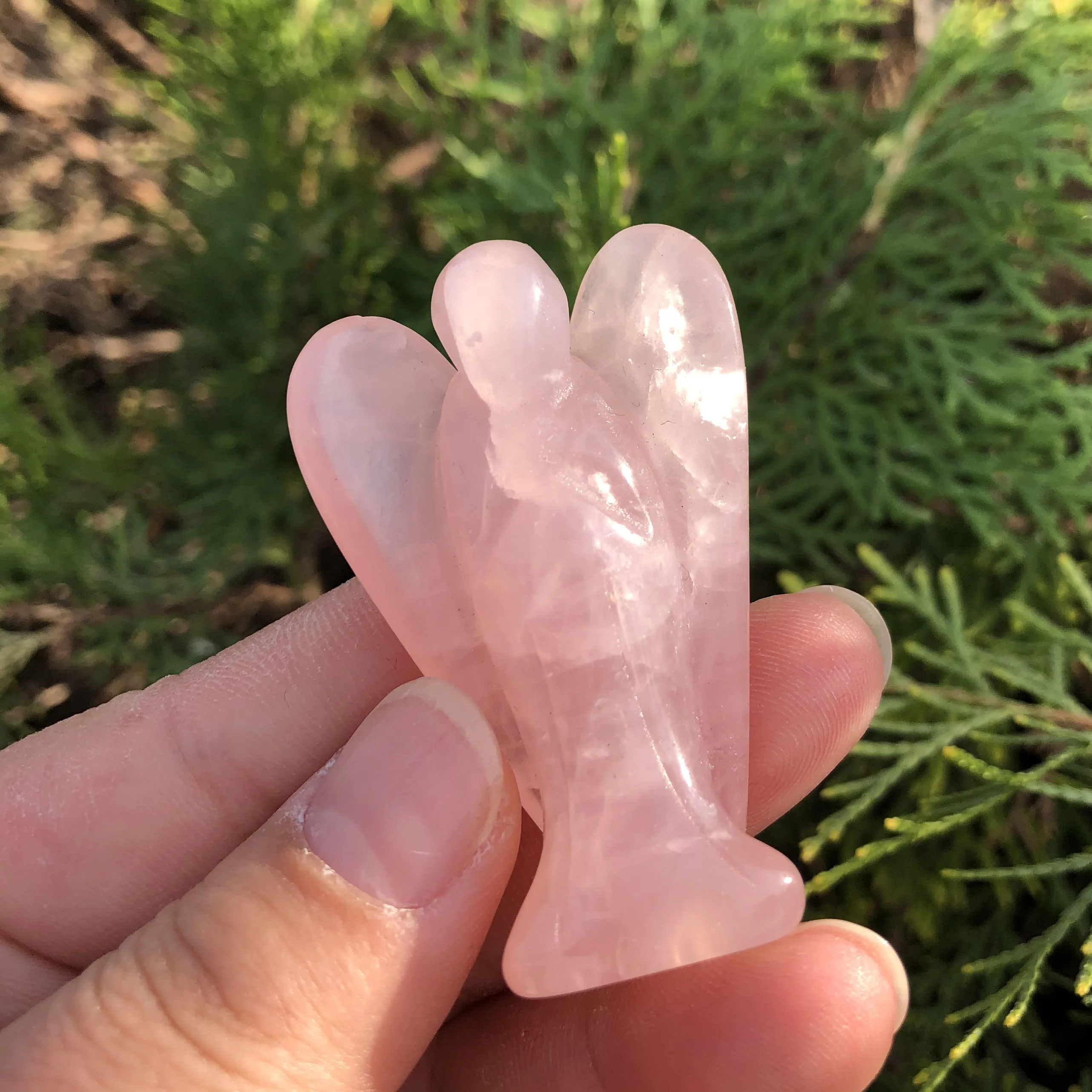 

1pcs Natural Rose Quartz Angel Sculpture Polishing Stone Healing Crystal Angel For Decorative