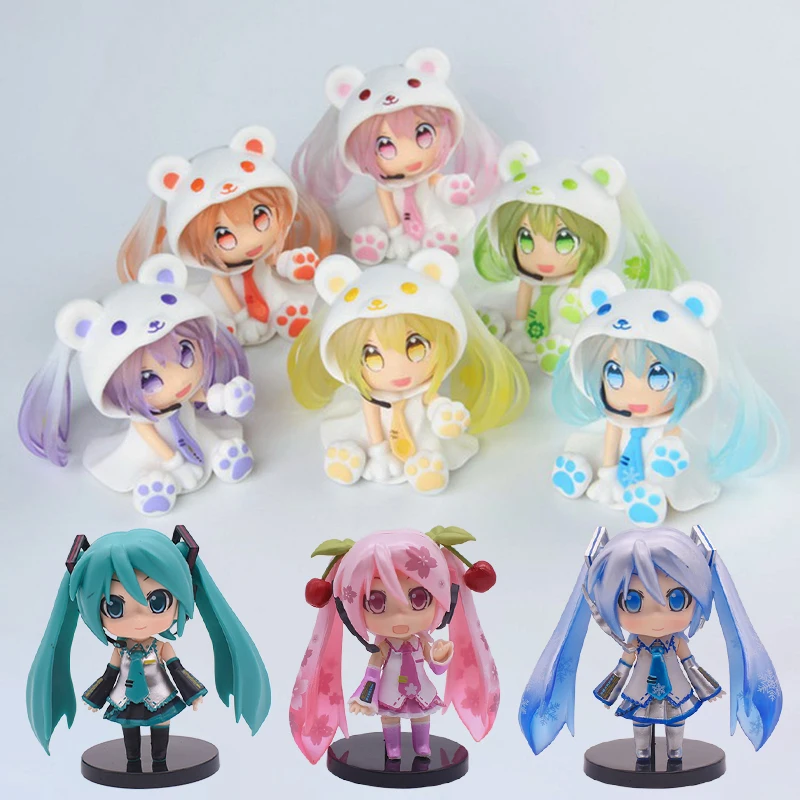 

Q Version Anime Figure Cherry blossoms Bear Action Figures Pink Sakura Toys Girls PVC Figurine Collectible Model Toys Gifts
