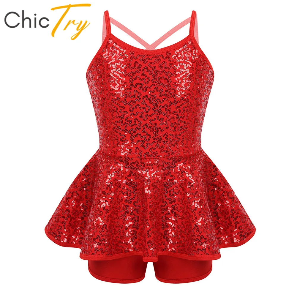 ChicTry/детское балетное платье пачка с блестящими блестками без рукавов для