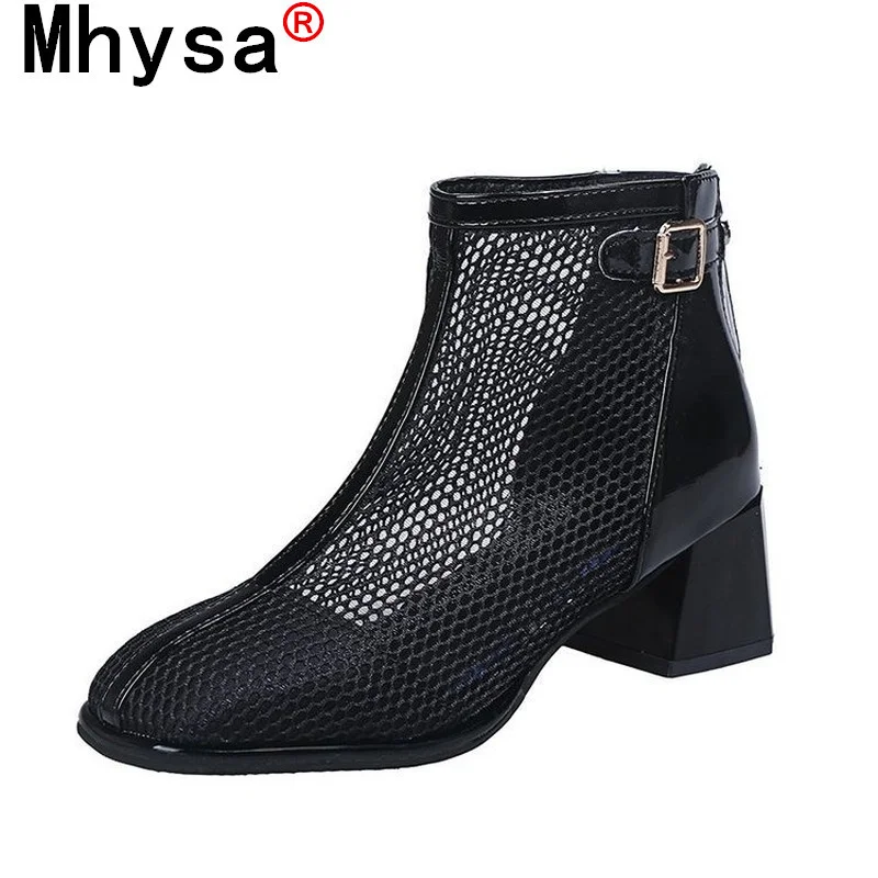 

2021 Summer Plus Size Women's Shoes Fashion Retro Zipper Breathable Mesh Women Cool Boots Outdoor Comfortable Sandals for Woman