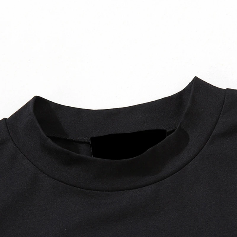 Платье-Русалка женское черное с круглым вырезом и коротким рукавом оборками