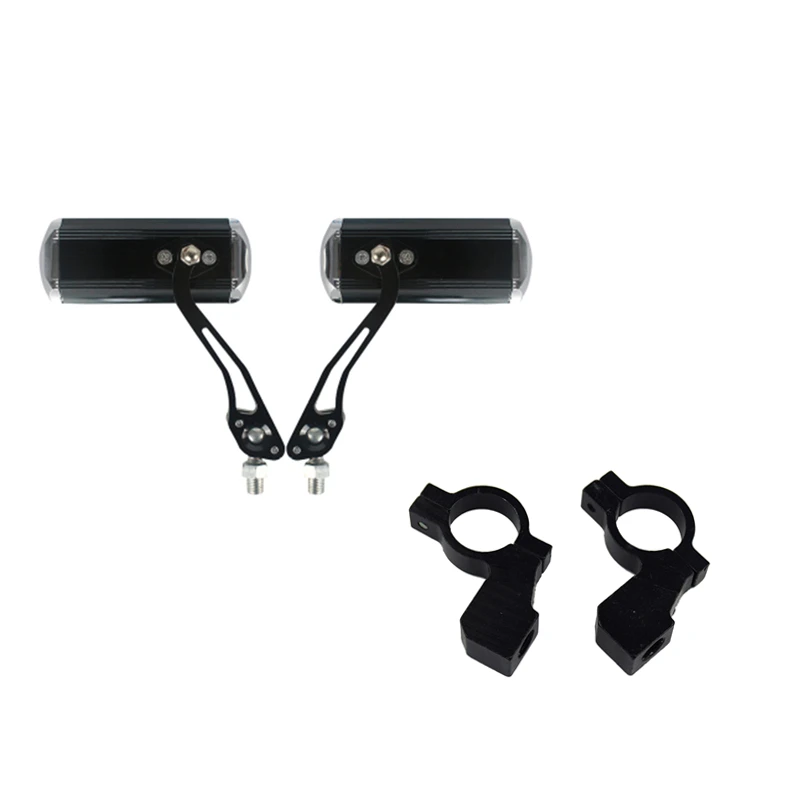 Black with clips 2 шт. зеркала с зажимами, Универсальное велосипедное зеркало заднего вида, руль для горного велосипеда, зеркало заднего вида, вращение на 360 градусов, небьющееся - Цвет: Black with clips
