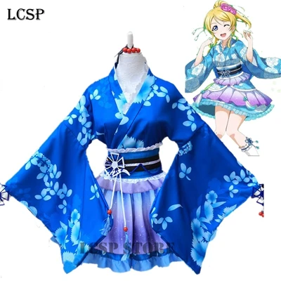 Eli Ayase LCSP LoveLive! Kotori minami Yukata японский костюм для косплея Аниме Любовь live кимоно Униформа полный комплект одежды - Цвет: Eli Ayase