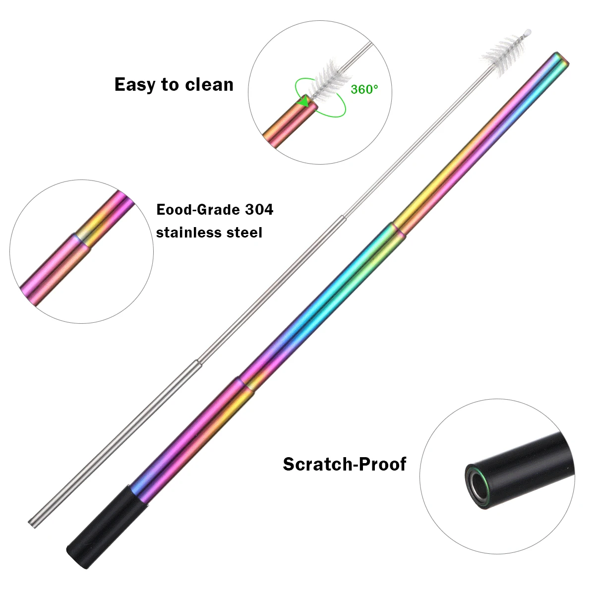 Красочные Многоразовые соломинкой Высокое качество 304 Нержавеющая сталь
