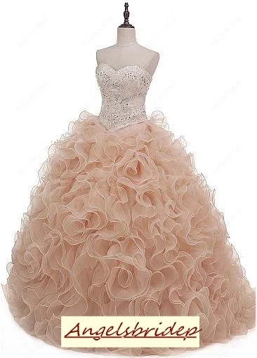 

ANGELSBRIDEP Sweetheart Ball Gown Quinceanera Dresses Organza Vestidos De 15 Anos Sparkly Beaded Corset Debutante Gowns Custom