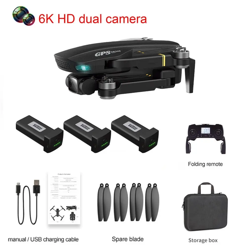 

2021 New GD93 Mini Drone Profesional 6K 4K HD Double Camera GPS WiFi Fpv Drones Altitude Hold Black Foldable Quadcopter Toys