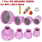 7 шт. TIG сварочный фонарь #12#14-#16#24 глиноземная керамическая насадка чашки + сетчатый + цанги + газовый объектив для WP17 WP18 WP26