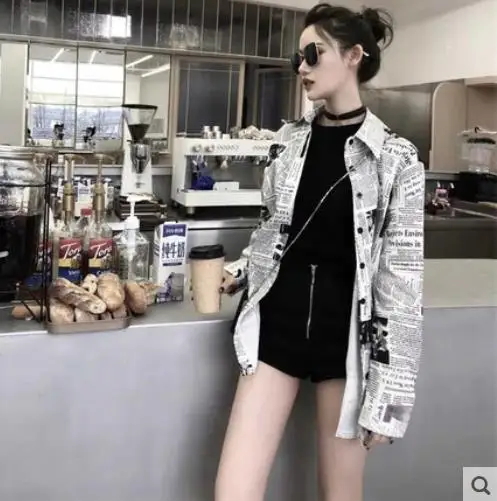 Модная женская Корейская с коротким рукавом рубашка Harajuku принтом Пляжная