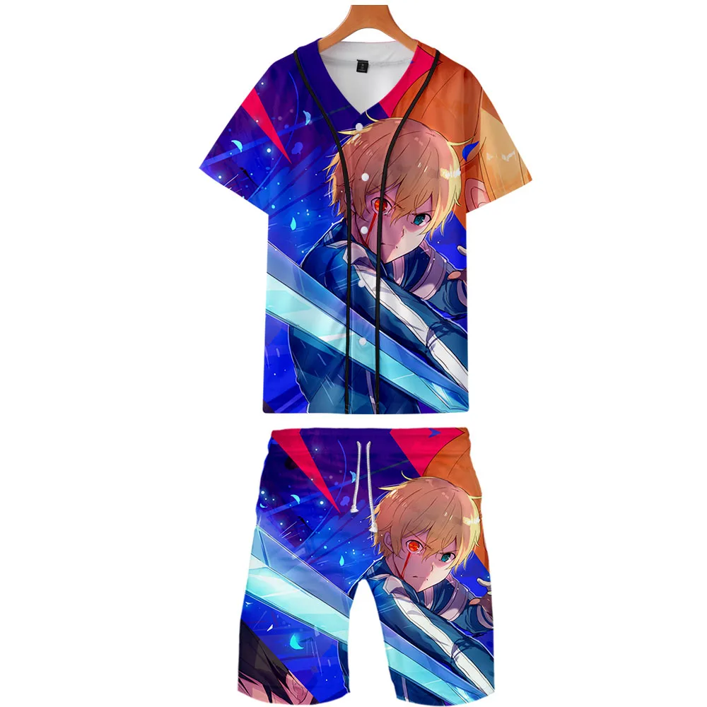 Alicization 3D Gedrukt Tweedelige Set Zomer Baseball T-shirts + Casual Shorts Fashion 2019 Trendy Streetwear Kleding | Женская одежда