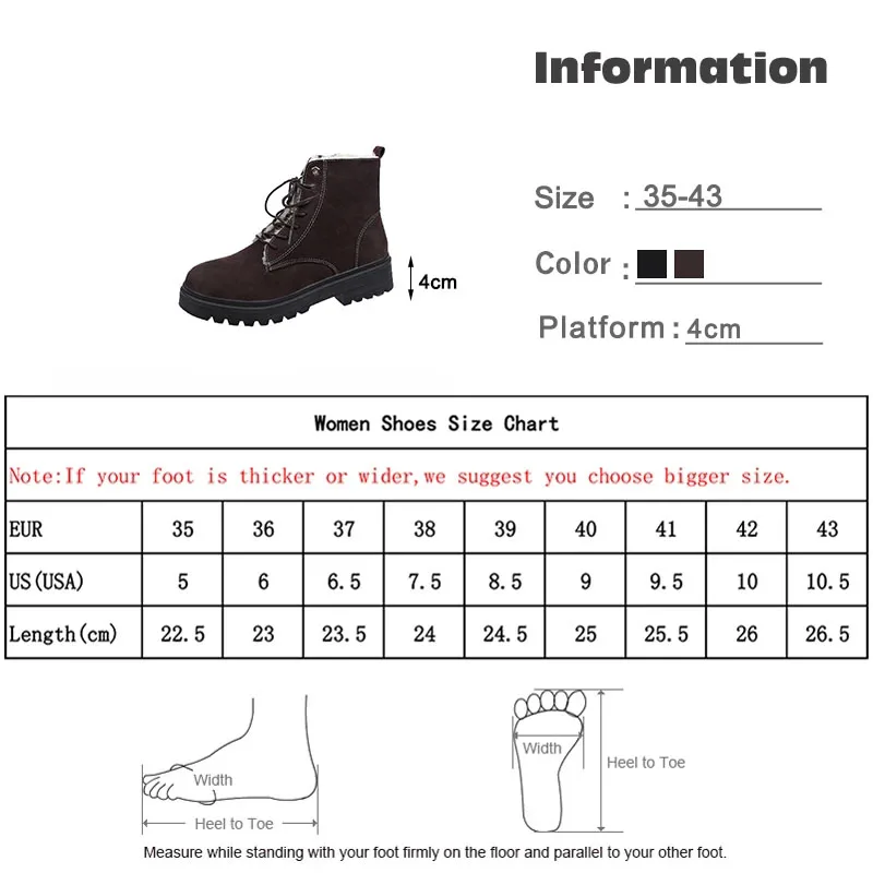 

Women Ankle Boots Ladies Short Plush Zipper Lace Up Sewing Mid Heels Ladies Soft Warm Round Toe Fashion Style Female Footwear