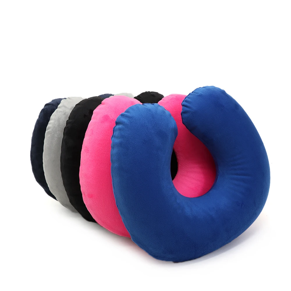 Замшевая U-образная надувная подушка удобная переноска мягкая для головы и шеи