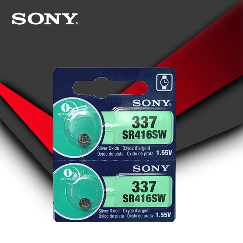 20 шт. Sony 100% оригинальный 337 SR416SW 1 55 в оксид серебра часовая батарея Кнопочная