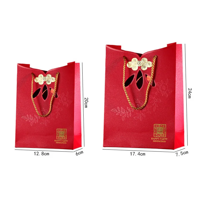 

100pcs Creative Chinese Cheongsam Gift Bag Red Paper Wedding Party Gift Candy Packaging Pouches