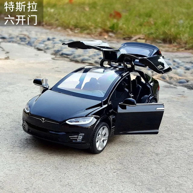 black Горячая Распродажа 1:32 Масштаб Tesla модель х сплав модель автомобиля 4 цвета звук и свет оттяните модель автомобиля мальчики подарок на день рождения коллокации - Цвет: black