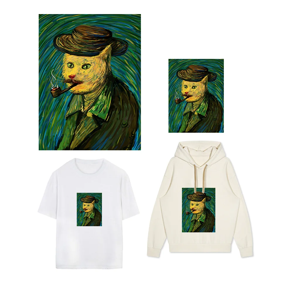 Оригинальный пользовательский масляной живописи кошки патчи Одежда Логотип