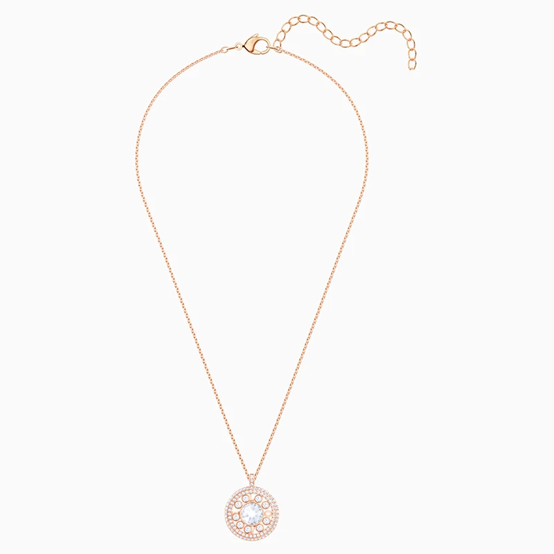 

Fashion SWA New ADMIRATION Pendant Necklace Rose Gold Element LOVE Round Crystal Shape Female Trend Jewelry Romantic Gift