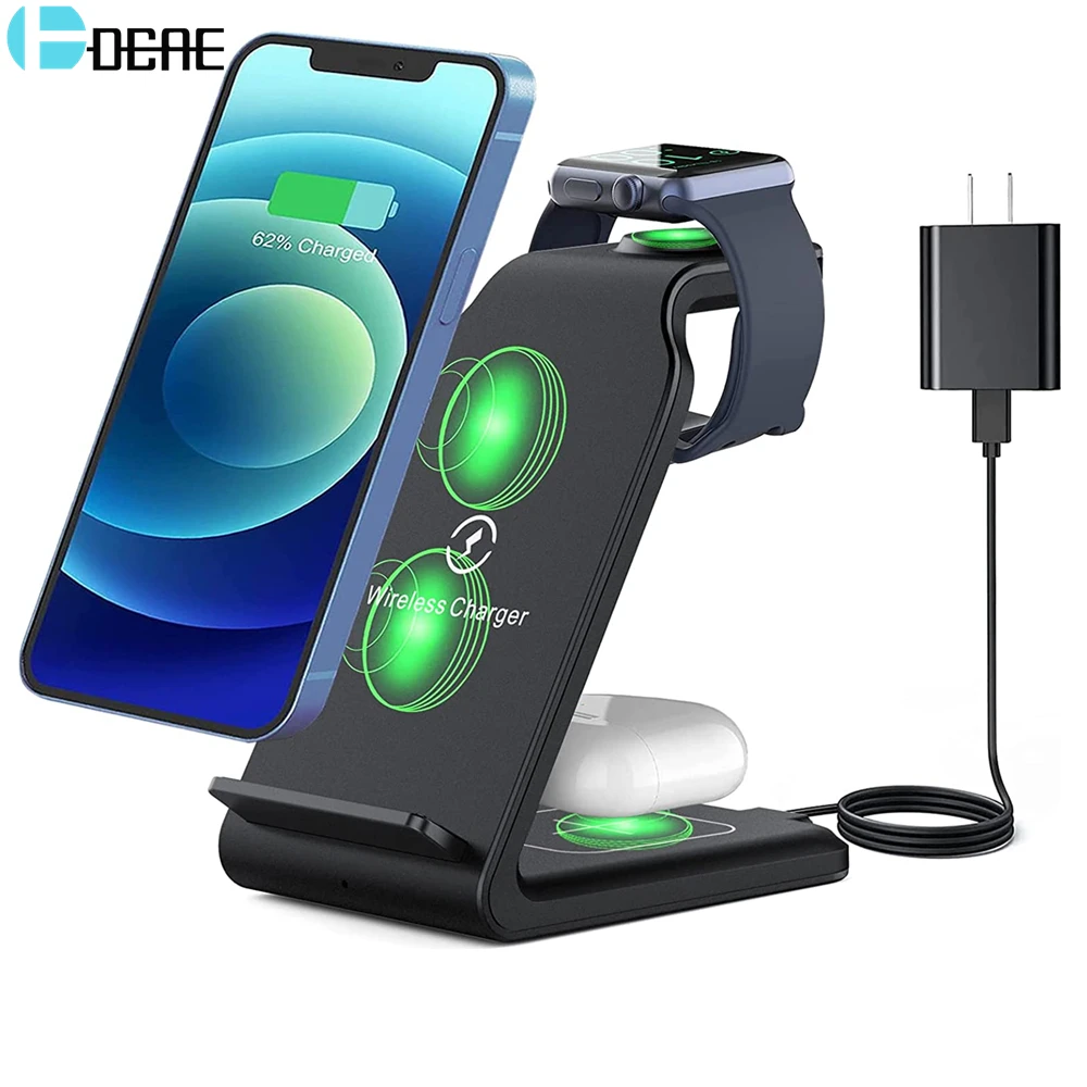 Wireless Charger 3 in 1 Qi 15W Fast Charging Station for Apple Watch AirPods 3 Pro Chargers Stand For iPhone 13 12 11 XS XR X 8