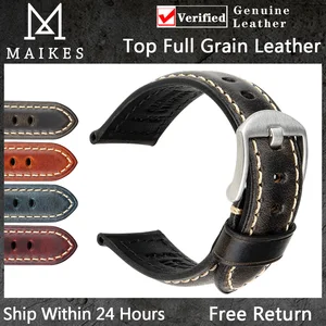 Ремешок для часов, винтажный синий кожаный браслет ручной работы для Fossil Watch Band 20 мм 22 мм 24 мм с черной пряжкой