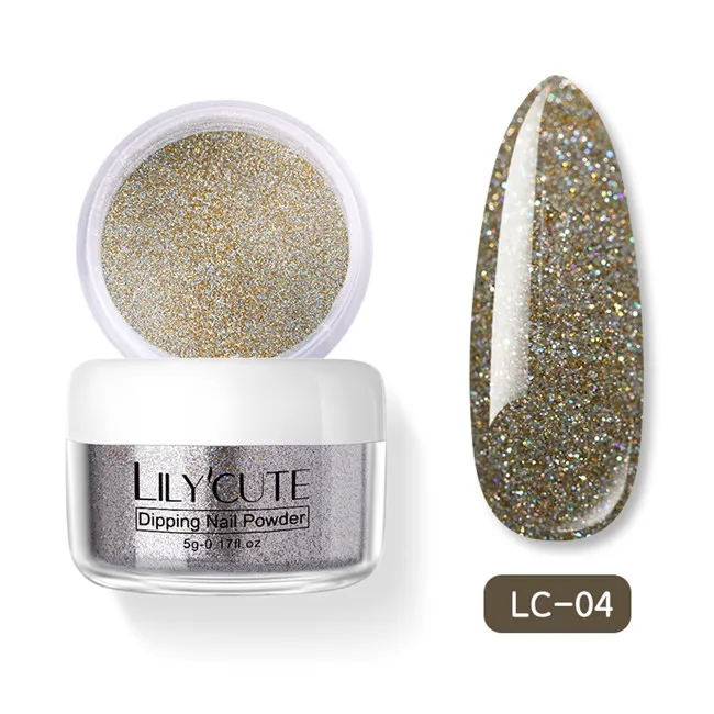 LC 04 LILYCUTE Dipping порошок для ногтей градиентный цвет ногтей Dip порошок для ногтей украшения для ногтей Блеск порошок погружение блестящие украшения - Цвет: LC 04