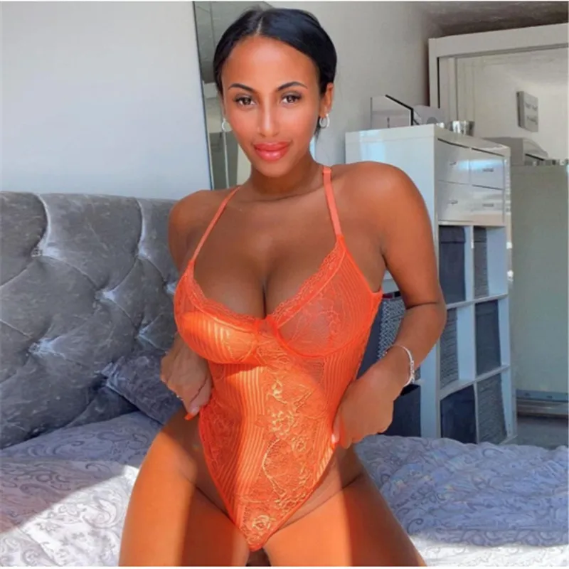 Womens Lingerie Lace Bodysuits Lady Fashion V-Neck Sleeveless Transparent Sexy Erotic Bodysuits Teddies Rompers Underwear