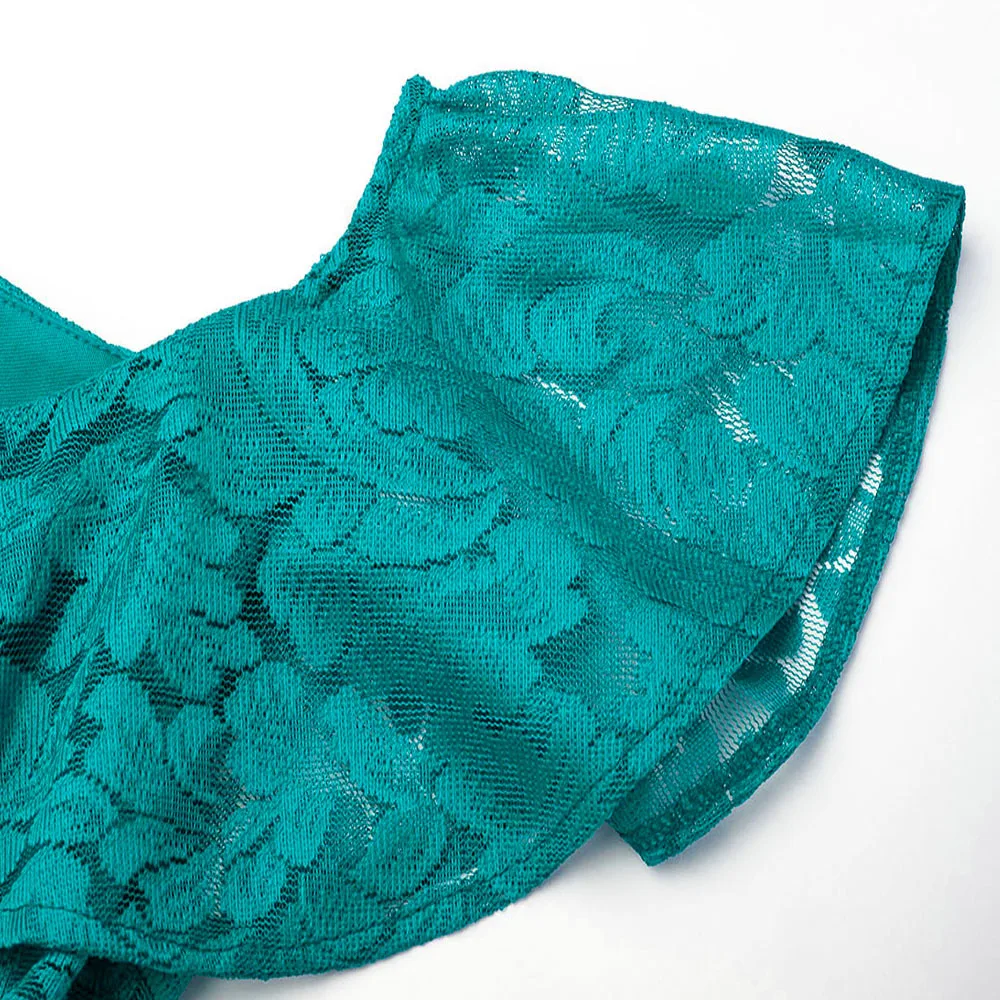 

Sexy Off Shoulder Ladies Women Dress Elegant Black Stitching Lace Elastic Mini Short Cocktail Dress 2020